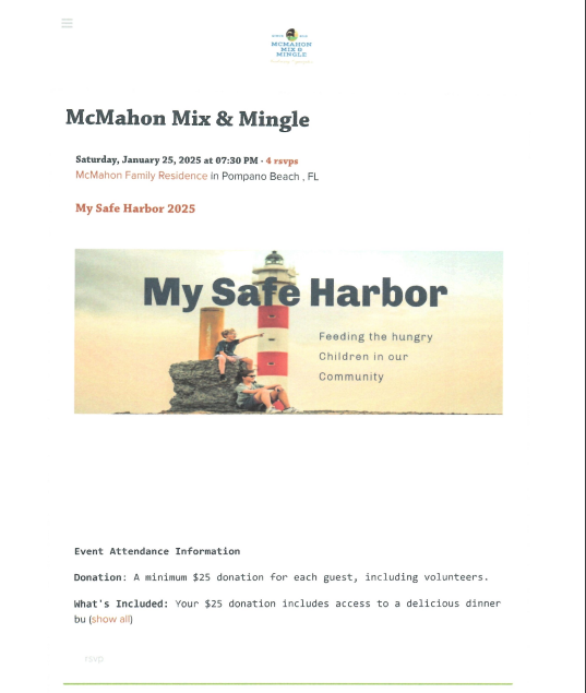 My Safe Harbor save the date flyer, January 2025